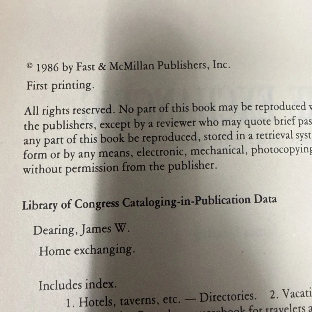 Home Exchanging-HC-Rare 1st Edition 1986-James Dearing